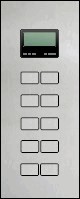 KNX push button 10 rockers, with thermostat, with display, serie LARGHO, aluminium (raised), Ref. 60601-1121-16-0C