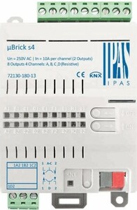 ACTUADOR PERSIANAS KNX, uBrick S4 , CON 4 CANALES 10A RESISTIVO (A, B, C, D)  (4 PERSIANAS)