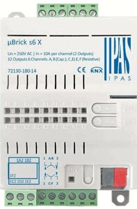 uBrick s6 X  KNX blind actuator  6 channels  (6 shutter) 10A resistive load , Ref. 72130-180-14