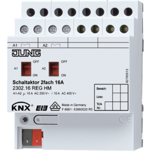 KNX switching actuator, 2 binary outputs , DIN rail, Ref. 2302.16 REGHM