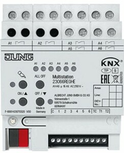 KNX Multistation Actuator 6 binary inputs, 6 channel outputs 16A, Ref.  23066 REGHE