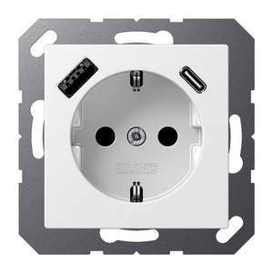SCHUKO® socket with USB charger, Ref. A 1520-15 CA WWM