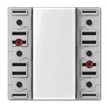 KNX Push-button Module 4-gang with transparent cover (Ref. No. A 50 NA), expandable via extension module (Ref. No. A 509.. TSEM), switching, dimming, blinds control, scene recall, temperature measurement, energy-saving mode., Ref. A 5094 TSM