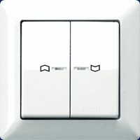 KNX Push button BCU 2-gang rocker with lens and symbols, full plate , white