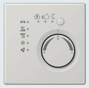 Room temperature controller with integrated push-button interface 4-gang grey
