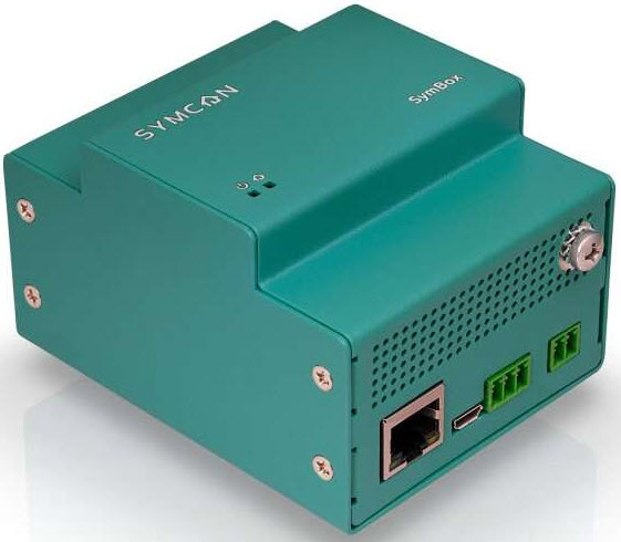 SymBox (DHCP) mit integriertem KNX Secure Interface (4 TE), Basis Softwarelizenz (250 DPs); passendes Netzteil (1 TE)