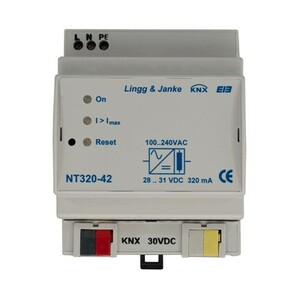 KNX power supply, NT320-42, 320mA, with additional output, DIN rail, Ref. 88406