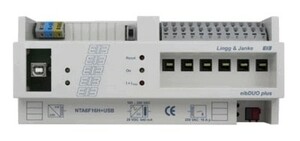 KNX USB programming interface, NTA6F16H+USB-2, with power supply, 640mA, with actuator, 6 binary outputs, 16A C-load, DIN rail, serie eibSOLO, Ref. 89222