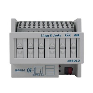 KNX shutter actuator, J6F6H-2, 6 channel shutter, 6A, DIN rail, Ref. 89421