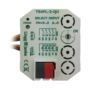 KNX universal interface, TS4FL-2-QU, 4 inputs, potential free, with LED output, for switch wall box, serie QUICK, Ref. Q77881
