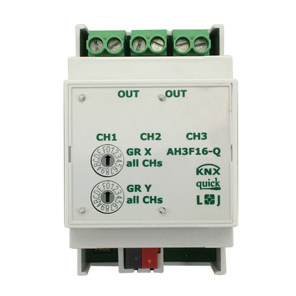 KNX switching actuator, 3 binary outputs, 16A, 140µF C-load, DIN rail, serie QUICK, Ref. Q79236