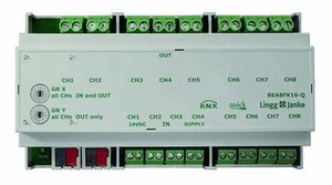 KNX switching actuator with inputs, BEA8FK16-Q, 8 binary outputs , 8 inputs, 16A C-load, DIN rail, serie QUICK, Ref. Q79241