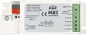 KNX dimmer actuator, LED 12/24VDC, 2 outputs , voltage controlled, 3A, flush mount, Ref. AKD-0224V.02