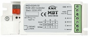 KNX dimmer actuator, LED 12/24VDC, 3 outputs, voltage controlled, RGB, 3A, flush mount, Ref. AKD-0324V.02
