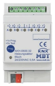 KNX electronic heating actuator, 6 outputs , 230VAC, DIN rail, Ref. AKH-0600.02