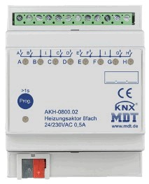 KNX electronic heating actuator, 8 outputs , 230VAC, DIN rail, Ref. AKH-0800.02