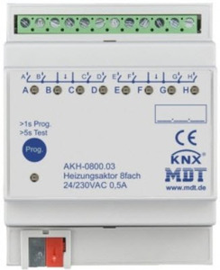 KNX electronic heating actuator, 8 outputs , 230VAC, DIN rail, Ref. AKH-0800.03