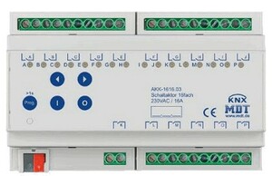 KNX switching actuator, 16 binary outputs , 230VAC, 16A, DIN rail, Ref. AKK-1616.03