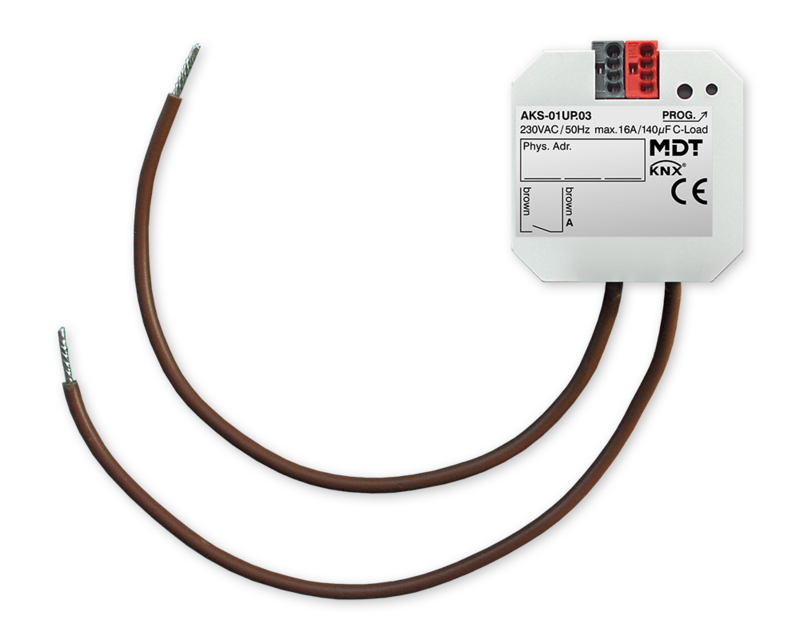 Switch Actuator 1-fold, flush mounted, 16 A, 230 V AC, C-load, Standard, 140 µF, Ref. AKS-01UP.03