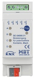 KNX binary input, 4 inputs, potential free, DIN rail, Ref. BE-04000.01