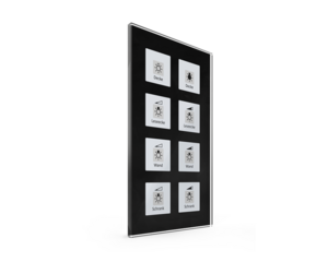 KNX push button 8 rockers, with status LED, serie GLASS SERIE, glass black, Ref. BE-GT08S.01