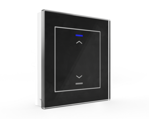 KNX push button 2 rockers, with status LED, serie GLASS II LITE, glass black, Ref. BE-GTL10S.A1