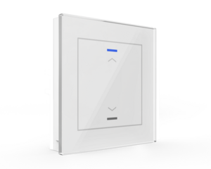 KNX push button 2 rockers, with status LED, serie GLASS II LITE, glass white, Ref. BE-GTL10W.A1