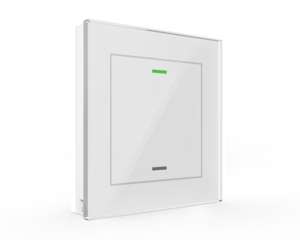 KNX push button 2 rockers, with temperature sensor, with status LED, serie GLASS II LITE, glass white, Ref. BE-GTL1TW.01