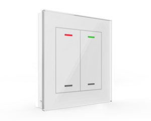 KNX push button 2 rockers, with status LED, serie GLASS II LITE, glass white, Ref. BE-GTL20W.01