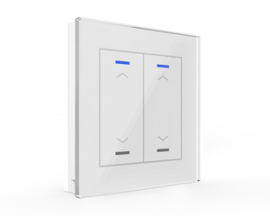 KNX push button 2 rockers, with status LED, serie GLASS II LITE, glass white, Ref. BE-GTL20W.A1
