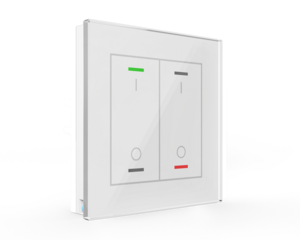 KNX push button 2 rockers, with temperature sensor, with status LED, serie GLASS II LITE, glass white, Ref. BE-GTL2TW.B1