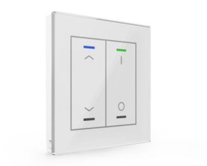 KNX push button 2 rockers, with temperature sensor, with status LED, serie GLASS II LITE, glass white, Ref. BE-GTL2TW.C1