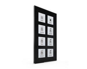 KNX push button 8 rockers, with temperature sensor, with status LED, serie GLASS SERIE, glass black, Ref. BE-GTT8S.01