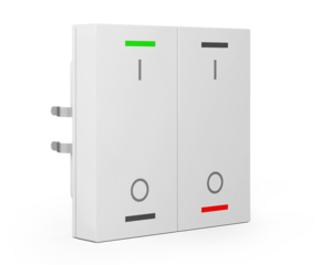 KNX push button 2 rockers, with status LED, serie LITE 55, white glossy , Ref. BE-TAL5502.B1