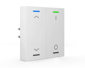 KNX push button 2 rockers, with temperature sensor, with status LED, serie LITE 55, white glossy , Ref. BE-TAL55T2.C1