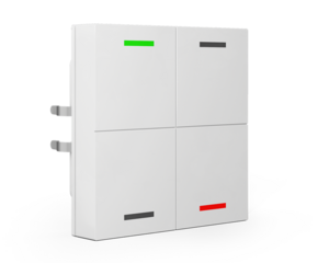 KNX push button 4 rockers, with temperature sensor, with status LED, serie LITE 55, white glossy , Ref. BE-TAL55T4.01