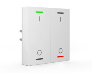 KNX push button 2 rockers, with status LED, serie LITE 63, white glossy , Ref. BE-TAL6302.B1