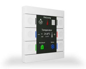 KNX push button 6 rockers, with display, serie SMART 86, white glossy , Ref. BE-TAS86.01