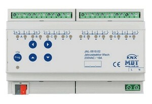 KNX shutter actuator, 8 channel shutter, 230VAC, 8A, 300W, DIN rail, Ref. JAL-0810.02