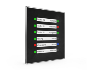 KNX info panel, with display / with LED, glass black, Ref. SCN-GLED1S.01