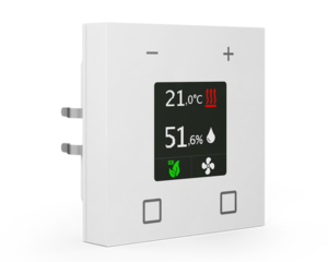 KNX thermostate 4 rockers, with display, 4 inputs, with manual controls, serie SMART 63, white glossy , Ref. SCN-RTR63S.01