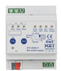 KNX power supply, 640mA, with additional output and with diagnosis, DIN rail, Ref. STC-0640.01