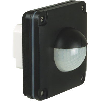 KNX detector movement / presence, 3,51E+12, 3 PIR sensors, with brightness sensor, constant light regulation, wall 1-3m / 1.1m / 2.2m, 9m detection range, outdoor, flush mount, black, Ref. 25245