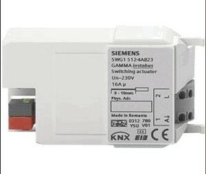 KNX switching actuator, 1 binary output, 230VAC, 16A, 200µF C-load, flush mount / surface, Ref. 5WG1 512-4AB23