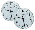 KNX indoor clock, round, single-sided. Diámetro 30 cm. Black fine-line numerals.
